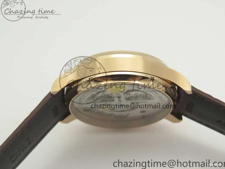 MIROTIME 0501 Portuguese Tourbillon IW5463 RG ZF Best Edition White Dial on Brown Leather Strap Stylish 7174